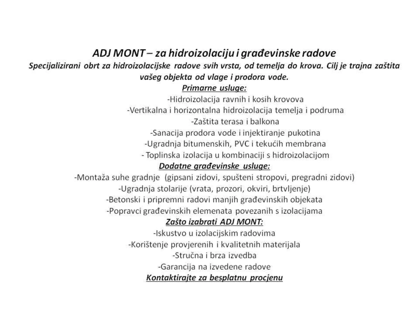 ADJ Mont - hidroizolacija Vinkovci